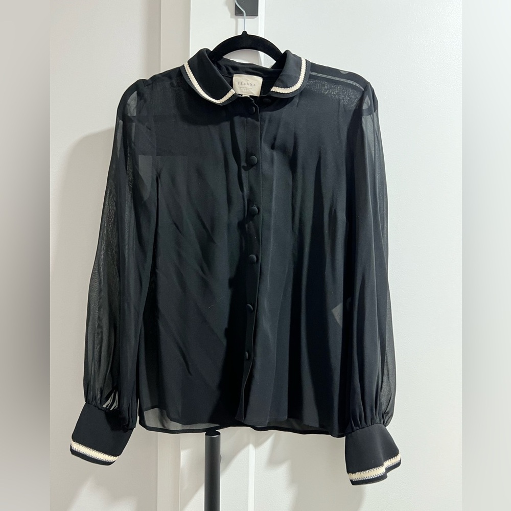 100% silk Size 36 or US 4 Sézane sheer top - Picture 5 of 7